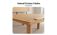 Lowoutline Slatted Frame Nordic aesthetic Lowoutline Wooden Bed Frame slender Headboard Bedroom Furniture for Apartment Dwellers, duos, Guest Room