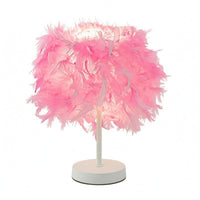 Feather Table Lamp Corded Feather Bedside Lamp Round Base Housing Lighting for Tabletop