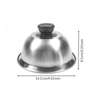 Domed Stainless Steel Dome Cover Wide Rim Burger Dome Knob Handle Basting Cover Single-Piece