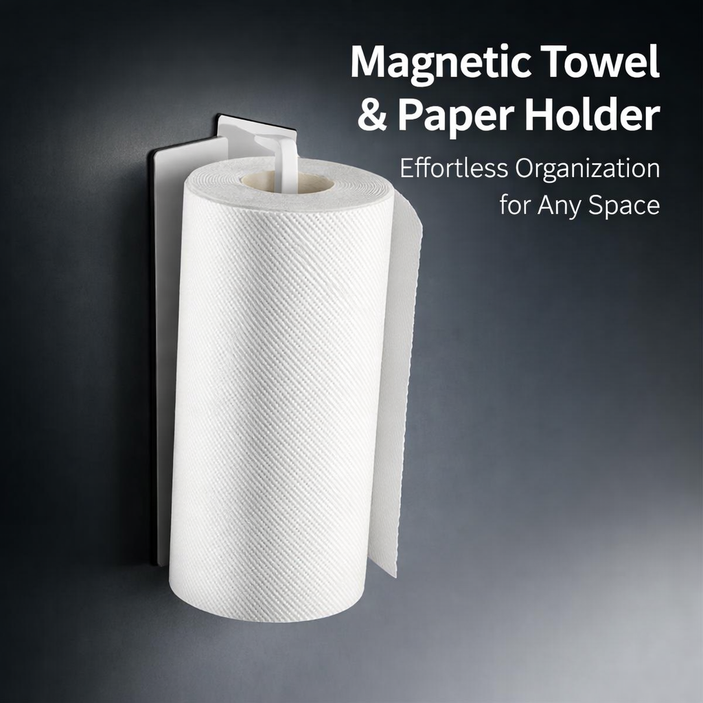 Dining Table Paper Dispenser, Under Cabinet Wall Mounted Towel for Kitchen Users, No-Drill Holder, Iron Construction for Easy Access
