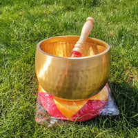 Guangyuanlin Pure Copper Buddhist Singing Bowl, Black and Brass Lotus Design, 3.5-42 inch