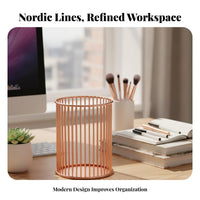 Pen Holder Wrought Iron Engineered Metal Wire Pencil Cup Multi-Functional Wire Makeup Brush Holder for Office, Dorm Room