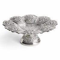 Decorative Serving Dish Silver-Toned Embossed Serving Tray Electroplated Platter for Party Planners, Banquet Tables, Afternoon Tea