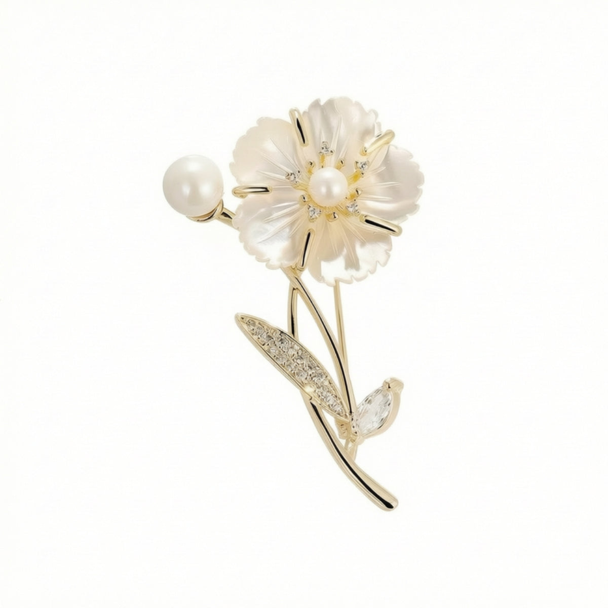 Floral Gemstone Brooch Elegant Flower Brooch Gold Brooches for Women, Formal Outfits, Office