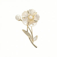 Floral Gemstone Brooch Elegant Flower Brooch Gold Brooches for Women, Formal Outfits, Office