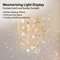 6 Pcs Suncatcher Set, Hanging Sun Catchers Indoor Window, Modern Minimalist Decor with Rainbow Illumination Effects, 43cm Glass & Metal