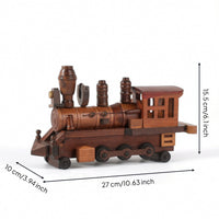 Wooden Train Model Carved Steam Locomotive Model Rustic for Office, Collectors