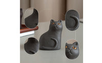 Cement Cat Figurine Home Concrete Cat Statue Realistic Sculpture for Desk