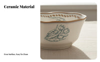French Retro Floral Ceramic Tableware, Underglaze Bowls & Plates, Home Dining