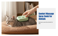 Cat Spray Massage Comb, Pet Steam Hair Brush, Hair Remover, Rechargeable, No-Wash