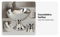 Mirrored Pedestal Tray Silver Finish Flower Rim Tray Footed Display Bowl Electroplated