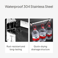 Stainless Steel Slipper Rack and Towel Bar, Wall-Mounted