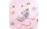 Double Buckle Doll Shoes Handcrafted Toy Fashion Bow Detail PVC Material for Photo Photography