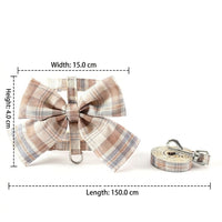 Plaid Harness and Pet Vest Set, Polyester JK Pattern Cat Vest for Small Pets, Non-Retractable Harness Leash for Pet Walking and Cat Walking
