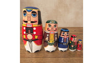 Nesting Doll with Guard Motif Hand-Painted Wooden Matryoshka Set Glossy Toy for Classroom Teaching