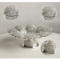 Decorative Serving Dish Silver-Toned Embossed Serving Tray Electroplated Platter for Party Planners, Banquet Tables, Afternoon Tea