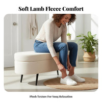 Hidden Storage Lidded Sherpa Entryway Bench Multi-Functional Household Furniture Comfortable Padded Seat Home Furnishing Minimalist Design for homeowners, Apartment Dwellers, Families, Fitting Room, full-length Closet, Bedroom