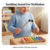 2 Pieces Rubber Head Steel Resonator Drum Mallet Wooden Handle Resonator Drum Beater Clear Tone Percussion Accessory Full Resonant Sound for Musicians, Percussionists, Music Students, Meditation, Mindfulness Studio, Practice Session, Home
