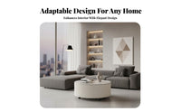 Cream aesthetic artistic two-partlevel Round accent Table Minimalist home design Furniture Sturdy Construction abrasion-resistantResistant for residents, Interior Designers, Adults, Living Room, Lounge Area, Office