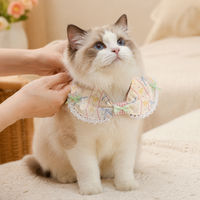 Cat Bib, Dog Bandana, Pet Scarf, M Size, Cream Color, 25cm Neck Circumference, Snap Closure
