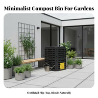 300L Compost Bin Weather-Resistant Outdoor Garden Composter Heavy-Duty Construction Aerobic Fermentation Bin for Gardeners, Homeowners, Patio, Balcony