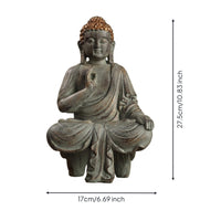 Seated Buddha Statue Antique Finish Buddha Figurine Textured Hair
