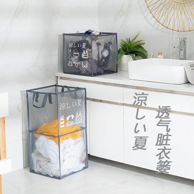 Foldable Mesh Laundry Hamper with Handles, Large Capacity Dirty Clothes Basket for Bathroom and Home