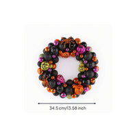 Halloween Ball Wreath Black Bead Wreath with Arachnids Metal-Effect Door Hanging for Mantel