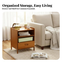 Space-Saving Design Multi-Compartment End Table Spacious Tabletop Nightstand Modern Design Small Cabinet Easy to Assemble for Apartment Dwellers, Students, Homeowners, Living Room, Bedroom, Study