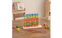 Fine Motor Skills Wooden Toy with Threading Cords Child-Centered Wooden Bead Sequencing Toy Set Educational Sorting Board Colorful for Toddlers, Preschoolers, Playroom, Kindergarten, Daycare