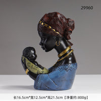 African Tribal Resin Figurine Decor for Living Room