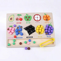 Developmental Fruit Classification Board Educational Bead Matching Toy Fine Motor Wooden Toy with Tongs Preschool for Preschoolers