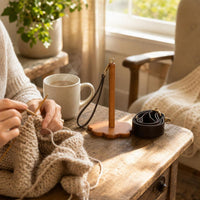 Portable Wooden Wrist Yarn Holder for Knitting and Crocheting
