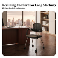 Breathable Backrest Wheeled Armchair with Perforated Back Effortless-rollingRolling Casters Wheeled Task Chair Ergonomic Design Office Furniture Padded Seat for Employees, Conference Attendees, Home Workers, Training Room, Workplace