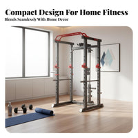 Guided Machine Squat Rack Combo Whole Body Workout Complete Guided Machine Heavy-Duty Steel Frame Complete Home Gym for Fitness Enthusiasts