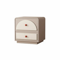 Minimalist Design Rounded 2-Drawer Chest No Assembly Required Nightstand Large Capacity Storage Bedside Cabinet Multi-Functional for Parents, Apartment Dwellers, Homeowners, Children's Room, Creamice