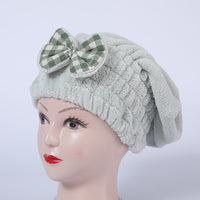 Quick Dry Hair Towel Wrap for Women, Absorbent Coral Fleece with Bowknot, Cute Solid Color Bath Cap