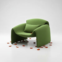 Red Sculpture Chair Italian Minimalist Single Sofa Chair Curved Shell Curved Lounge Armchair for Balcony, Relaxing, Living Room