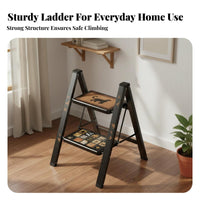 Folding Step Ladder High Weight Capacity Vintage Design Step Stool Lightweight Heavy Duty Folding Ladder for Homeowners, Adults, Indoor, Home, Kitchen
