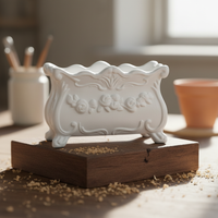 Rococo Embossed Miniature Flower Pot for Dollhouse Garden Decor