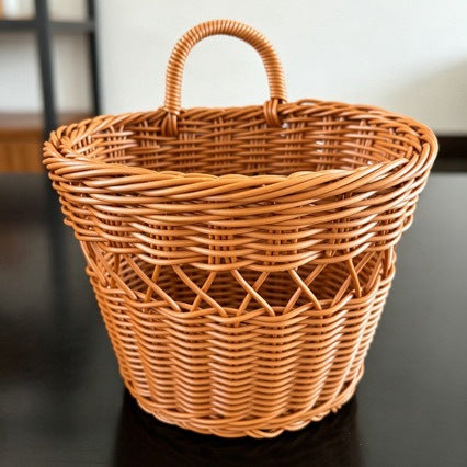 Handwoven Wall Hanging Basket for Ginger and Garlic Storage, Kitchen Organizer