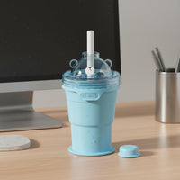 Foldable Ice Sphere Cup Portable Drinkware Straw Hole for Party