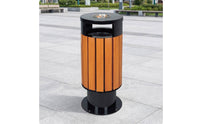 Outdoor Trash Bin Wood-Look Trash Bin with Interior Liner Weather-Resistant for Property Managers