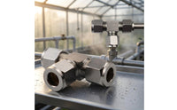 Three-Way Pipe Connector Stainless Steel Tee Fitting with Compression Nuts Water Line Splitter Metal Hardware Heavy-Duty
