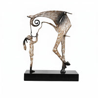 Abstract Female horse Figure Statue Zinc Alloy Minimalist Woman Figurine Balanced Proportions Metal Figurine on Base for Study
