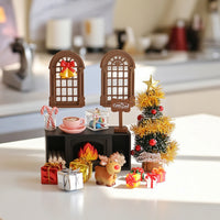Christmas Fireplace Scene DIY Doll Furniture Realistic for Desk