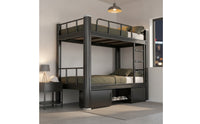 Steel Bunk Bed with Guardrails Space-Saving Metal Bunk Bed with Ladder Reinforced for Students, Workers, Dorm Rooms, Shared Bedrooms, Hostels