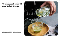 2-in-1 Design Glass Carafe with Tumbler Lid Crystal Clear Glass Beverage Pitcher Set Easy to Clean for Guests, Kitchen, Guest Room, Bathroom