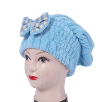 Quick Dry Hair Towel Wrap for Women, Absorbent Coral Fleece with Bowknot, Cute Solid Color Bath Cap