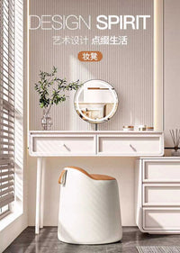 化妆凳家用梳妆台凳子网红高级感客厅轻奢椅简约板凳美甲圆凳矮凳
